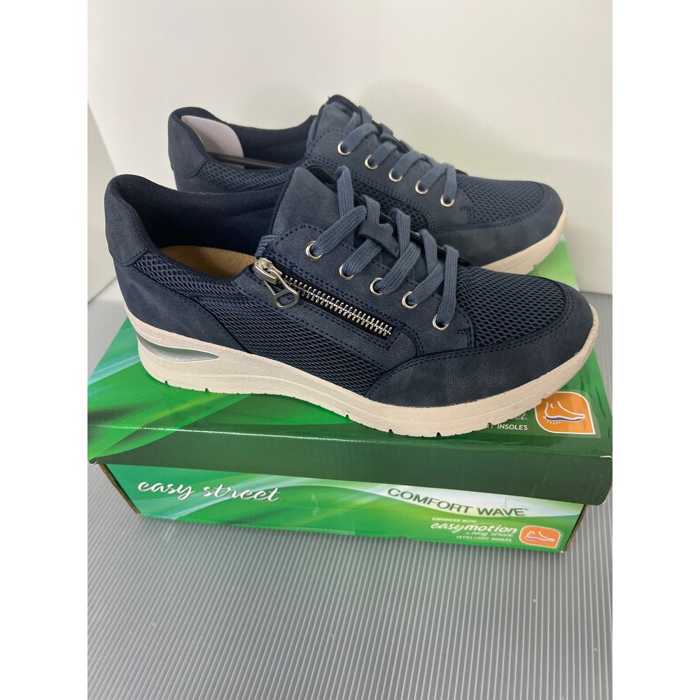 Easy Street Comfort Wave Barrie Navy Mesh Zip Up Sneakers Womens 9.5 W NEW - Picture 7 of 12